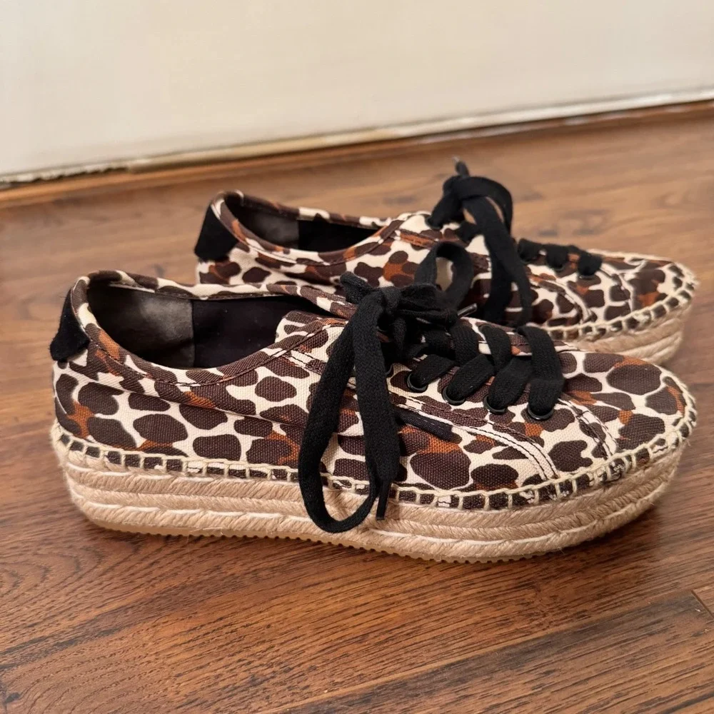 Authentic‎ Tory Burch Leopard Print Espadrille Sneakers Size 6.5 NWOB, NWOT